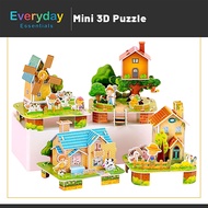 【E.E】Mainan Puzzle 3D House Puzzle Kit Kids Educational Toy Assembly Parent Child Interactive Creati