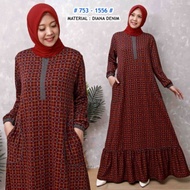 gamis diana denim/ gamis denim - maroon