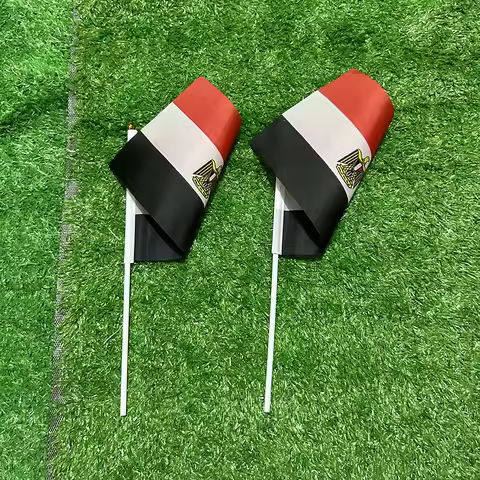 Egypt Flag 21*14cm Egypt Flags Hand Waving Flags With Plastic Pole For Sports Activity Home Decor