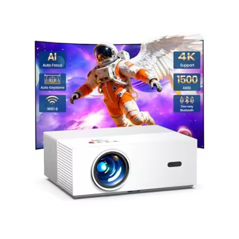 Outdoor 1080P Movie Projector with WiFi Bluetooth 4K Support 1500ANSI High Brightness Auto Keystone 