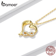 bamoer 925 Sterling Silver CZ Opal Eyes of Horus Necklace Golden Infinite Love Letters Necklace for Women Chocker Fine Jewelry