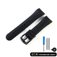 Graham Greene Mens Racing Timing Silicone Watch Band 24mm Medium Thickness Arc Interface Suitable fo