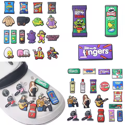 Hot Sales 18-19pcs Cartoon Snack Potato Chip Series PVC Shoe Accessories DIY Detachable Waterproof C