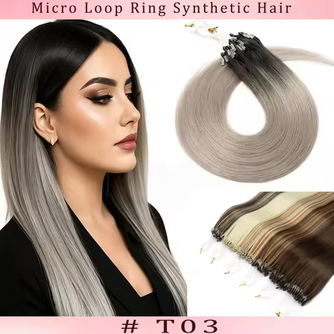 Micro Loop Ring Synthetic Hair Extensions 20 Inches Straight Loop Link Salon Hair Light Weight 50G S
