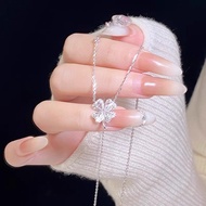 4-Petal Flower Necklace CZ Good Meaning Minimalist Style Women's Accessories