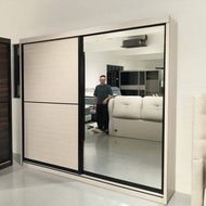 ✨ Pemasangan Percuma ✨   bilik furniture Almari Pakaian Anti-Jump Sliding Door 1Door Full Mirror ~ a