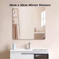 20cm x 20cm Modern Adhesive Mirror Sticker Waterproof Removable DIY Sheet Mirror Decoration Stiker Cermin Hiasan Dinding