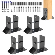 ZENDEN​ Deck Railing Support, Heavy-Duty Black Post Support Bracket, Exterior Structures Steel 4x4 I