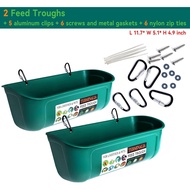 2 Pack Duck Chicken Feeder | Hanging Fence Feed Trough | Goose Turkey Water Trough with Clips | Live