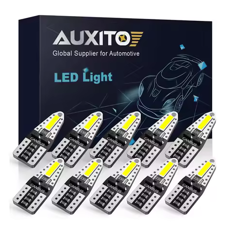 AUXITO 10Pcs W5W T10 LED CANBUS No Error 12V Super Bright White 6000K Car Interior Side Light 194 16