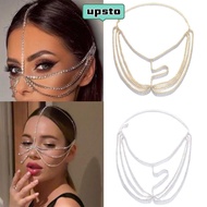 UPSTO Crystal Layered Face Chain Women Fashion Luxury Rhinestone Multi-Layers Head Chains Cover Face