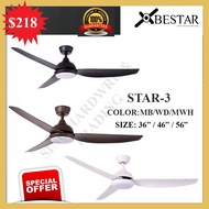 [FREE DELIVERY] BESTAR STAR 3 36inch/46inch/56inch DC Motor Ceiling Fan with LED Light and Remote Control