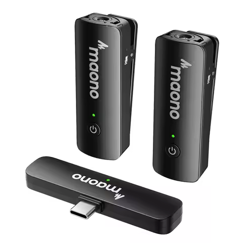 Maono WM600S Wireless Lapel Microphone,Double MIC Transmitter for Mobile.Mini Wireless Mic Kit for R