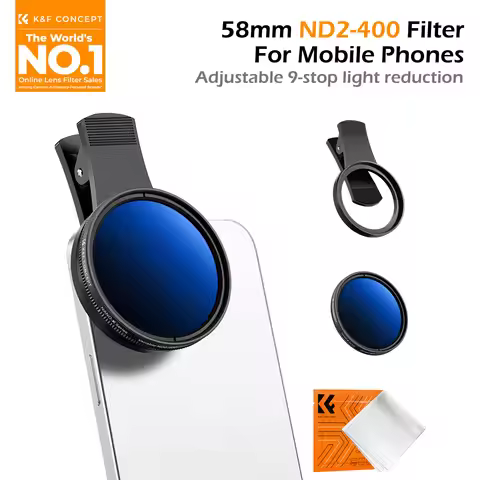K&F CONCEPT 52mm Clip-on ND2-400 Phone Lens Filter Kit for iPhone 17 16 15 Pro Max Samsung Xiaomi 1-