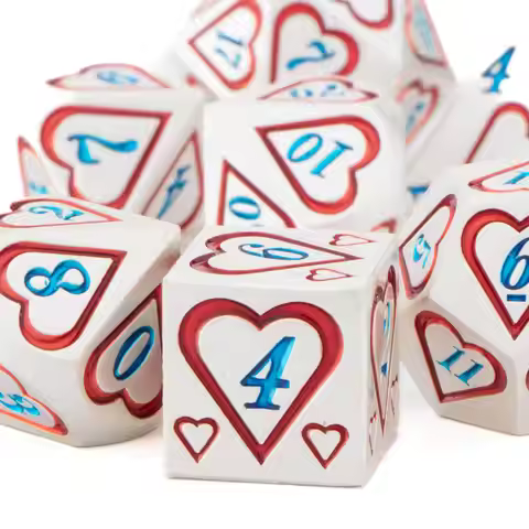 7 Pcs Love Heart Polyhedral DND Metal Dice Dungeon and Dragon Role Playing RPG D20 D12 D10 D8 D6 D4
