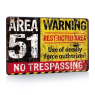 Zone 51 Vintage Warning Sign: 8x12 Inch Metal Tin Poster – Danger No Trespassing Perfect for Home or