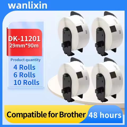 4Roll DK-11201 DK11201 for Brother Labels With Holders 29mm*90m Thermal Paper fit for QL-500 QL-700 