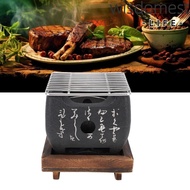 WISDOMEST Japanese Charcoal Grill, Cast Metal Black Hibachi Grill, Durable Non Stick Fast Heating He