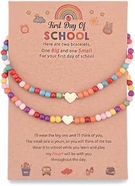 First Day of School Mommy and Me Bracelets for Daughter Son Inapirational Graduation Back to School 