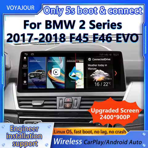 Upgrade 2400*900p For BMW 2 Series F45 F46 EVO 2017-2021 Car Multimedia Player Screen Modify Wireles