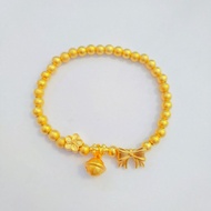 Gold 999.9 Peach Blossom Bow Bracelet Bell Running Princess Bracelet Jewelry Women Bracelet