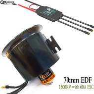 QX-MOTOR 70mm EDF 12 Blades Ducted Fan with 4S 6S 60A/80A Brushless ESC for RC Airplane Model Remote