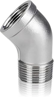 304 Stainless Steel 45 Degree Pipe Fitting, Elbow 45 Degrees 1 Inch, 1 Inch Female to 1 Inch AG, Sta