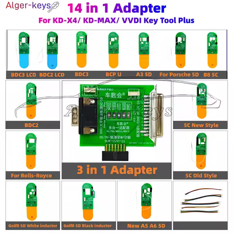 Alger-keys OEM 14-in-1 Adapter For MQB49 5C 5D MQB 5C5D For BMW BDC3 BDC2 BCP LCD Key with KD-X4 KD-