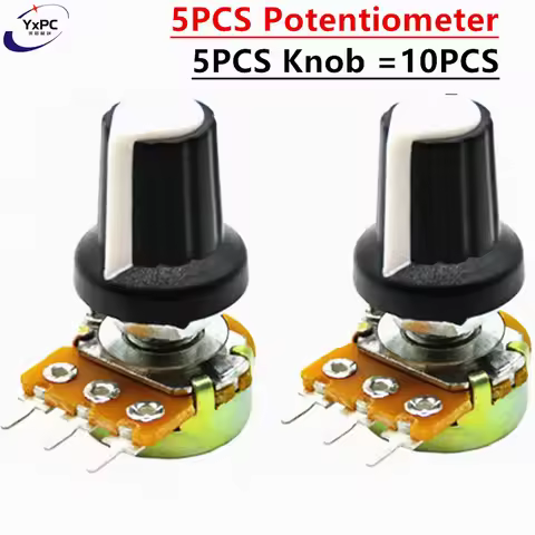 5 Sets WH148 1K 10K 20K 50K 100K 500K Ohm 15mm 3 Pin Linear Taper Rotary Potentiometer Resistor for 