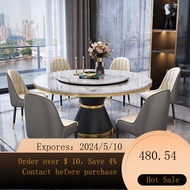Mild Luxury Marble Dining Tables and Chairs Set Modern Simple round Stone Plate Dining Table Household Small Apartment