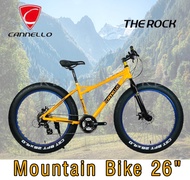 จักรยานล้อโต Fatbike 26นิ้ว CANNELLO รุ่น THE ROCK สีเหลือง เกียร์Shimano24sp (ประกอบเป็นคันพร้อมใช้งาน)