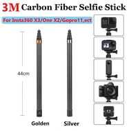 3M Carbon Fiber Selfie Stick For Insta360 X4 ONE X/X2/X3/R/RS Gopro 8/9/10/11 mini Action Cameras with 1/4 Screw for DJI Action 4