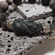 【Dream Crystal Art】霧黑護盾-阿拉善貔貅銀曜隕石設計款手串