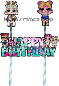 toper / hiasan kue ulang tahun / topper cupcake happy birthday  - lol