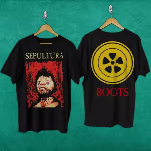 Vintage Sepultura Metal Band Roots World Tour 2 Sides T-Shirt Y2k Fashion 100% Cotton Round Neck Sho
