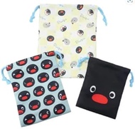 Marimo Craft PNGM-056 Pingu 3-Piece Drawstring Bag, Face, Large, W 7.1 x H 9.1 inches (18 x 23 cm),