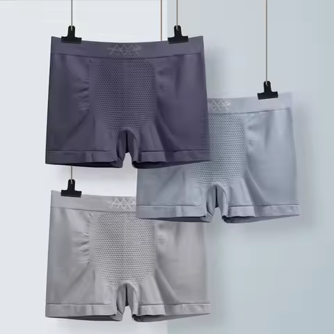 Men Boxer Underwear 5D Flat Pants Comfortable Underpants Breathable Panties Seamless Soft Male Panti