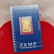 Murni Mewah Emas999.9, Gold Bar Pamp Gold Bar Bunga Rose G5 Gram 1128 1.6 cm Pd