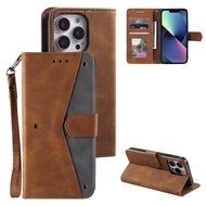 Compatible with Samsung Galaxy A71 A51 A41 A31 A21 A11 Stylish Studded Patchwork Pattern Leather Wallet Case with Card Slots and Strap Flip Cover