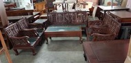 客廳大理石桌椅組8件套 一格二手家具 客廳實木家具 懷舊時尚