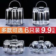 Glass for Guests Home Living Room Cup Water Cup Liquor Glasses Set Tea Cup Beer Steins Transparent Thick Heat-Resistant 6 PCs