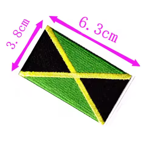 Jamaica Country Flag Embroidery Patch 6.3cm Wide Iron On Sew On Backing