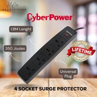 CyberPower 4 Socket Surge Protector - Universal Plug| 350 Joules| 1.8M Length