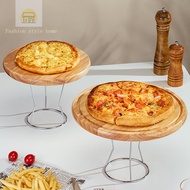 Oak solid wood pizza tray with stand, commercial afternoon tea cake tray, dessert shop display stand