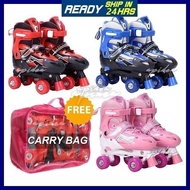 Kids Roller Skate Set Roller Kid Kasut Roda Budak Perempuan Lelaki Kasut Roda 4 Sepatu Roda Kanak