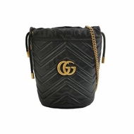 Gucci GG Marmont迷你牛皮V紋絎縫雙G標誌水桶包斜背包單肩包