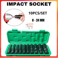 Os-j411-impact Socket Set 10Pcs 1/2 Inch (8MM-24MM) Extension Impact Socket