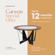 KUSI Carson Dining Table / round walnut marble table