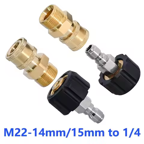 Pressure Washer Swivel Coupler Set, M22-14mm/15mm to 1/4 Quick Connect, Fits High Pressure Water Gun