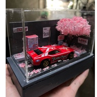 Diorama - 1:64 scale hotwheels car display model, size 13x7x8, 9 with mica + with lights